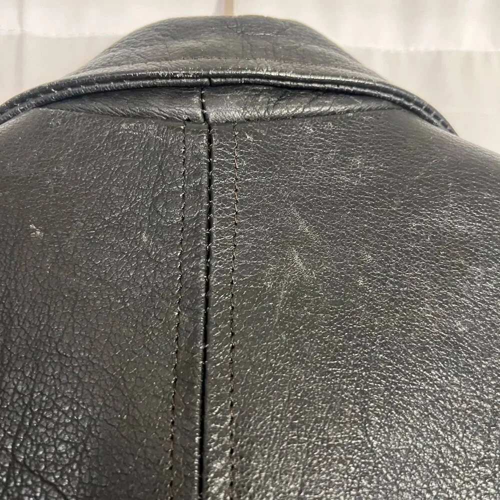 Xelement Men's Black Leather Motorcycle Jacket Moto Riding Size XL